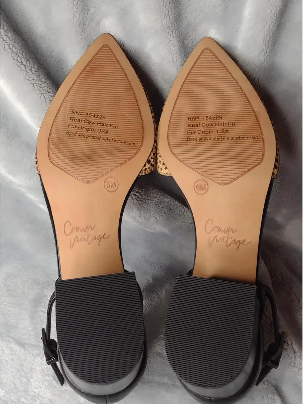 CROWN VINTAGE Vavi Black Tan Leopard Print Ankle Strap Block Heel D’orsay Pumps - Picture 5 of 8